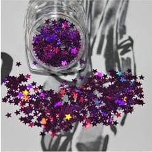Pratik Ev Işığı Yansıtan Parıltılı Yıldız Desenli Tırnak Süsleme Pulu