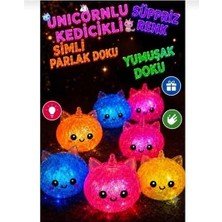 Sepetly Squeezy Dumpling Işıklı Boncuklu Unicorn Squishy Çin Mantısı - Kırmızı Mavi LED Işıklı Sıkma Oyuncağı Büyük Boy (Sürpriz Model)