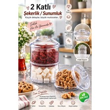Grimor Life 2 Katlı Akrilik Şekerlik Drajelik Çerezlik Lokumluk Kurabiyelik Sunum Servis Seti – Cam Değildir