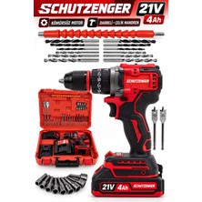 SCHUTZENGER DW90 Şarjlı Darbeli Matkap Çelik Mandren Kömürsüz Samsung Çift Akülü Vidalama Matkap Kırmızı