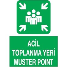 Pratik Ev Acil Toplanma Yeri Muster Point Uyarı Tabelası, 50X70 Foreks - Ed3