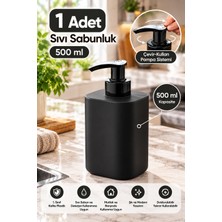 Grimor Life 1 Adet Sıvı Sabunluk Seti 500 ml – Plastik Sıvı Sabun ve Deterjanlık Pompalı Sabunluk Banyo Mutfak- Siyah