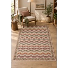 Rugs Modern Halı Lina Nova Özel Tasarım Bej, Kahverengi ve Kırmızı Ince Dokuma Salon Halısı