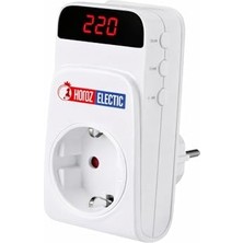 Pratik Ev Protex-R Dijital Voltaj Koruyucu Priz - Ayarlı Alt/üst Limit (140V-280V), 16A Akım Korumalı Priz, 5 Sn; 3 Dakika Gecikme Seçenekli, LED Ekranlı Kombi, Buzdolabı ve Tv Koruyucu (1)
