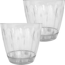 Pratik Ev Plastik Orkide Saksısı Seti, 2 Adet, 1,5 L, Gizli Tabaklı Şeffaf Saksı, 145 x 135 mm
