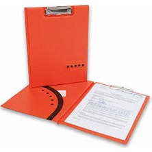 Pratik Ev 2k Kapaklı Sekreterlik A4 Pvc Double Color, 100 Yaprak Kapasiteli Clip Board, 24X32 Cm, Turuncu/kahve