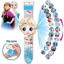 Pratik Ev Frozen Projeksiyonlu Dijital Kol Saati; Silikon Kayış, Çocuk Figürlü Karakter Saati