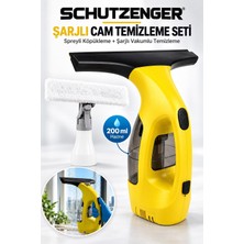 SCHUTZENGER 2li Set Şarjlı Cam Silme Makinesi Vakum ve Püskürtme Mikro Fiber Bez Başlıklı Sarı