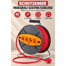 SCHUTZENGER 40 Metre Makaralı Uzatma Kablosu, 3x2,5 Mm², 4’lü Prizli, Metal Ayaklı Seyyar Kablo Makara Germany
