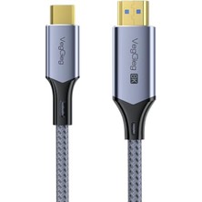 Pratik Ev Type-C To HDMI Kablo 8k 60Hz, 4K 240Hz, Hdr 3d, 48GBPS, Örgülü Usb-C To HDMI Kablo 2 Metre