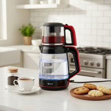 Pratik Ev Çay Makinesi, Infinity Xl 1764H Cam Siyah Kırmızı