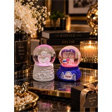 Home Dekor Hediye Sevgiliye Romantik özel Günlere Hediye 2' Li Set Melek ve Mor Aşıklar Temalı ışıklı Kar Küresi 6,5cm