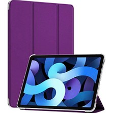 Pratik Ev Kılıf; Apple iPad Air 5.nesil 2022 Için (A2588-A2589-A2591) Slim Translucent Back Smart Cover Mor [ipad Air 5 2022 ile Uyumlu Kılıf, Mor]