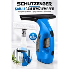 SCHUTZENGER Köpüklü Su Püskürtme Mikrofiber Bez Başlıklı ve Şarjlı Vakum Makinesi Su Hazneli Mavi