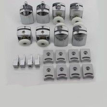 Pratik Ev Tek Tekerli Cam Duşakabin Tekerlek Takımı 4ALT+4ÜST=8 Adet Kromajlı Duş Kabini Teker Takımı Sistemi