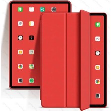 Pratik Ev iPad Pro 11 1. Nesil Uyumlu Kırmızı Silikon Smart Case, A1980 A2013 A1934 A1979