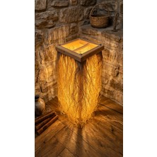Bohem Dekor Doğal Bambu Ahşap Saçak Püskül Bohem Lambader Aydınlatma - Iç ve Dış Mekana Uygun - 95X25 cm