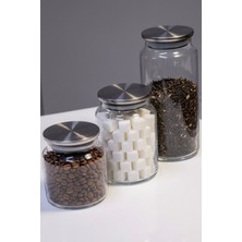 Öz-Home Öz Home 3'lü Vakumlu Metal Kapaklı Cam Kavanoz Seti 1300 Ml/ 800 ml / 500 ml
