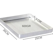 Pratik Ev Fırın Tepsisi, Albergio Alüminyum Baklava Tepsisi 35X25 cm 3 cm Derinlik 600 G Gri
