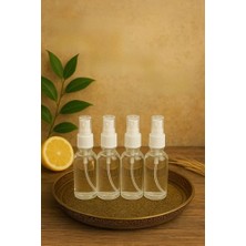 Pratik Ev 4 Adet 50 ml Cam Sprey Şişesi, Şeffaf Kapaklı Beyaz Sprey Başlıklı