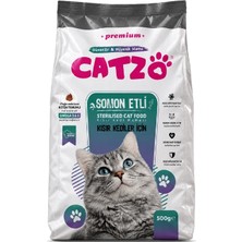 Catzo Somon Etli Yetişkin Kısır Kedi Maması 500 G