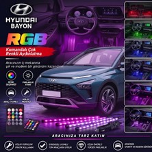 OtoÇizgi Hyundai Bayon  Ayak Altı LED Kumandalı Araç Içi Aydınlatma 4 Lü Sese Duyarlı Renk Değiştirme Özellikli