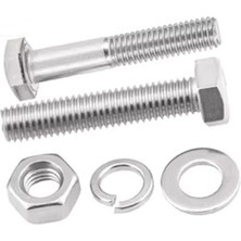 Pratik Ev Akb M8X140 mm Altıköşe (Altıgen, Anahtar) Başlı Vida, Somun, Rondela ve Yaylı Pul 3 Takım (RF146)