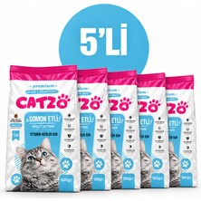 Catzo Premium Somonlu Yetişkin Kedi Maması 500 G x 5 Adet – Toplam 2,5 kg