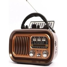 Pratik Ev Nostaljik Görünümlü Solar Panelden Şarj Olabilen Telefon Standlı Fm Radyo Bluetooth Hoparlör