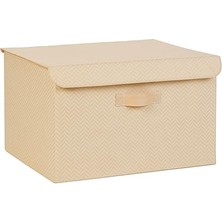 Pratik Ev Bej Balıksırtı Kapaklı Kutu 48 x 40 x 30 cm