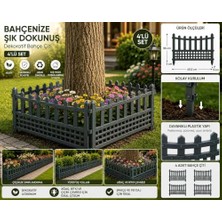 Pratik Ev 4'lü Set Dekoratif Plastik Bahçe Çiti 60,5 x 55 cm Çiçeklik Sınırlandırma Çiti Bahçe Kenar Çiti Yeşil
