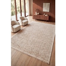 Serenza Home Living Vintage Krem Kahve Modern Eskitme Bambu Polyester Pamuk Taban Salon Yatak Odası Halısı 80 x 150 cm