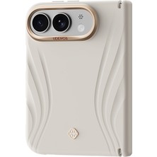 iPhone Duo Uyumlu Kılıf M-Safe Şarj Özellikli Çizgili Logolu Udemos Freedom Serisi Kapak Beyaz