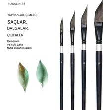 Resim Sulu Boya Eğimli Fırça Seti, Hançer Tip, Seramik, Tezhip, Minyatür, Çiçek Boyama 4 Adet-Set