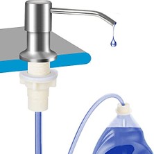 Pratik Ev Mutfak Lavabosu Için Bulaşık Sabunluğu (Fırçalanmış Nikel), Artık Dolum Yok (Şerit), Tezgah Üstü Lavabo Sabunluk Su Pompası, 47 "dökülmeyen Uzatma Tüpü Kiti Mutfak Banyo Için Tasarım