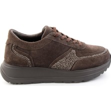 Bambi Kahve Süet Hakiki Deri Kadın Sneaker K01753051402