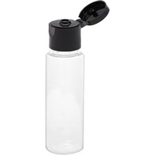 Pratik Ev 100 Adet 30 ml Boş Şeffaf Pet Şişe, Açmalı Kapaklı Plastik Şişe, Siyah Kapak