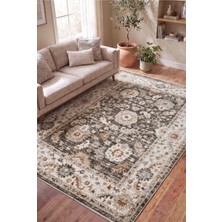 Serenza Home Living Vintage Yeşil Bordürlü Eskitme Bambu Polyester Pamuk Taban Salon Yatak Odası Halısı 80 x 150 cm