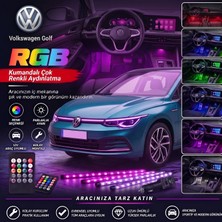 OtoÇizgi Volkswagen Golf Ayak Altı LED Kumandalı Araç Içi Aydınlatma 4 Lü Sese Duyarlı Renk Değiştirme Özellikli