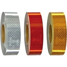 Pratik Ev Reflektif Şerit Bant Reflektör Bal Peteği Desenli Tüvtürk Uyumlu Kırmızı(5,5 cm x 5 Mt) Kırmızı KRCNM69