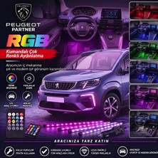 OtoÇizgi Peugeot Partner Ayak Altı LED Kumandalı Araç Içi Aydınlatma 4 Lü Sese Duyarlı Renk Değiştirme Özellikli