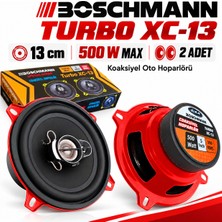 13CM Oto Hoparlör Koaksiyel 500W Tweeterli Kırmızı 2 Adet Boschmann Turbo Xc-13