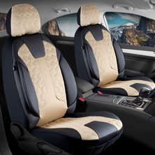 Freshstart Volkswagen Polo Style Deri Detaylı Oto Koltuk Kılıfı Ön Arka Set Cyrus Siyah Bej