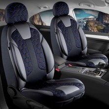 Freshstart Volkswagen Polo Goal Deri Detaylı Oto Koltuk Kılıfı Ön Arka Set Cyrus Siyah Mavi