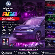OtoÇizgi Volkswagen Caddy Ayak Altı LED Kumandalı Araç Içi Aydınlatma 4 Lü Sese Duyarlı Renk Değiştirme Özellikli