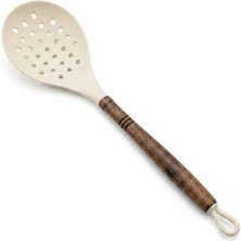 Pratik Ev Akasya Ahşap Saplı Premium Silikon Mutfak Gereçleri - Isıya Dayanıklı Servis Kaşığı, Kepçe, Spatula ve Kevgir Seçenekleriyle (Kevgir)