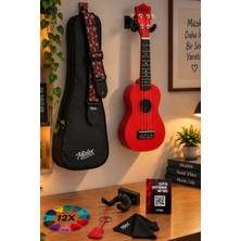 Midex UKX-901RD Kırmızı Soprano Ukulele (Askı Çanta Pena)
