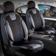 Freshstart Volkswagen Polo Tour Deri Detaylı Oto Koltuk Kılıfı Ön Arka Set Cyrus Siyah Nakış Gold