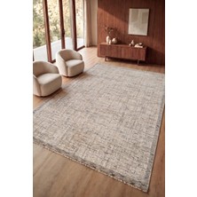 Serenza Home Living Vintage Krem Gri Modern Eskitme Bambu Polyester Pamuk Taban Salon Yatak Odası Halısı 80 x 150 cm