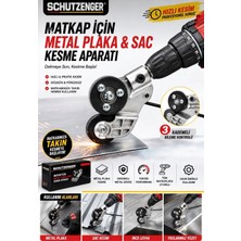 SCHUTZENGER Matkap Uyumlu Metal Plaka Saç Kesme Aparatı Şarjlı ve Elektrikli Matkaplara Uyumlu